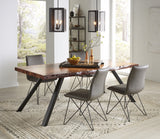 Reese Live Edge Solid Wood Metal Leg Dining Table in Natural Acacia - Ornate Home