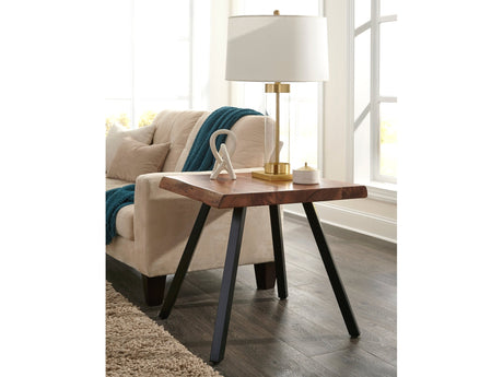Reese Live Edge Solid Wood Metal Leg End Table in Natural Acacia - Ornate Home