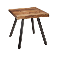 Reese Live Edge Solid Wood Metal Leg End Table in Natural Acacia - Ornate Home