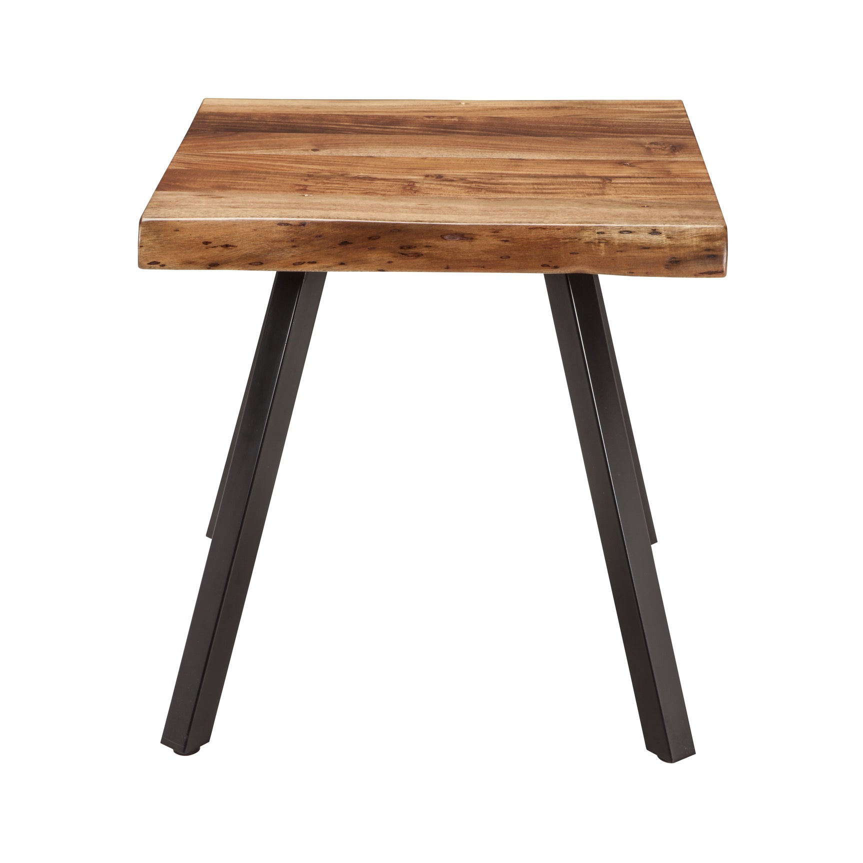 Reese Live Edge Solid Wood Metal Leg End Table in Natural Acacia - Ornate Home