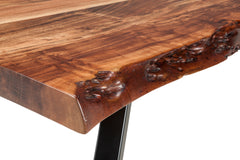 Reese Live Edge Solid Wood Metal Leg End Table in Natural Acacia - Ornate Home