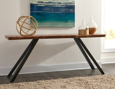 Reese Natural Acacia Live Edge Solid Wood Metal Leg Console Table - Ornate Home