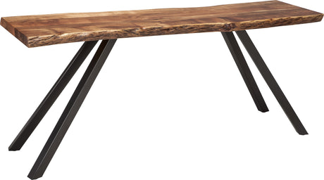 Reese Natural Acacia Live Edge Solid Wood Metal Leg Console Table - Ornate Home