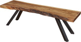 Reese Natural Acacia Live Edge Solid Wood Metal Leg Dining Bench - Ornate Home