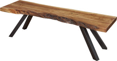 Reese Natural Acacia Live Edge Solid Wood Metal Leg Dining Bench - Ornate Home
