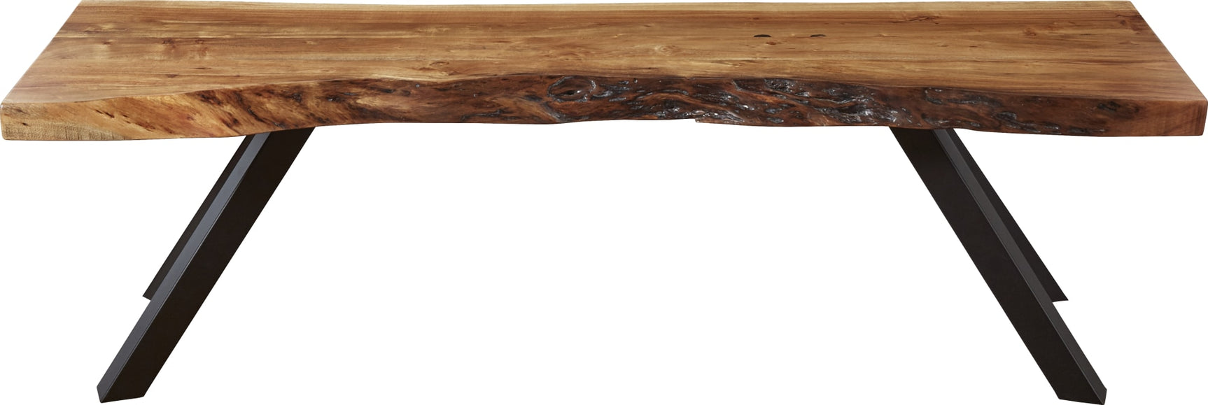 Reese Natural Acacia Live Edge Solid Wood Metal Leg Dining Bench - Ornate Home