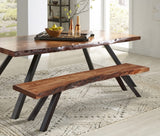 Reese Natural Acacia Live Edge Solid Wood Metal Leg Dining Bench - Ornate Home
