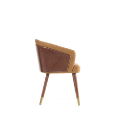 Reeva Dining Chair in Walnut and Camal - Ornate Home