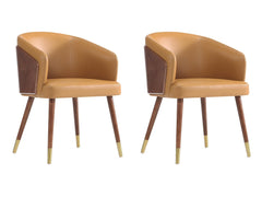 Reeva Dining Chair in Walnut and Camel (set of 2) - Ornate Home