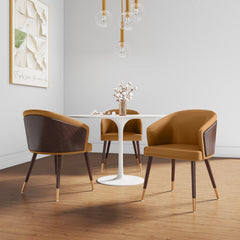 Reeva Dining Chair in Walnut and Camel (set of 2) - Ornate Home