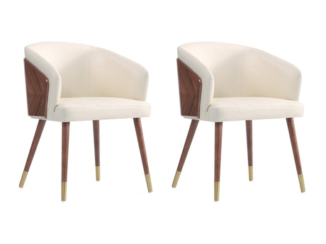 Reeva Dining Chair in Walnut and Cream (set of 2) - Ornate Home
