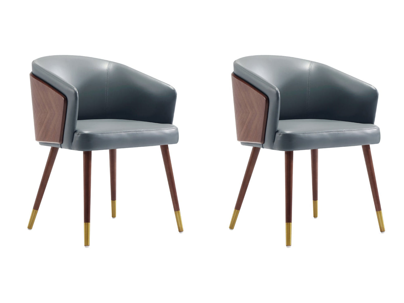 Reeva Dining Chair in Walnut and Graphite Grey (set of 2) - Ornate Home