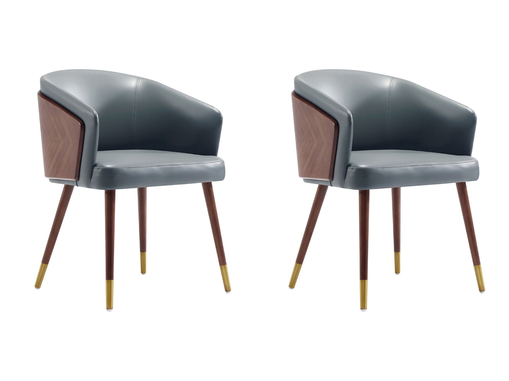 Reeva Dining Chair in Walnut and Graphite Grey (set of 2) - Ornate Home