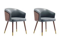 Reeva Dining Chair in Walnut and Graphite Grey (set of 2) - Ornate Home