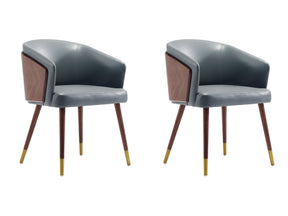Reeva Dining Chair in Walnut and Graphite Grey (set of 2) - Ornate Home