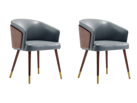 Reeva Dining Chair in Walnut and Graphite Grey (set of 2) - Ornate Home