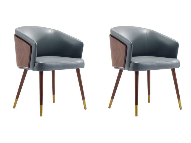 Reeva Dining Chair in Walnut and Graphite Grey (set of 2) - Ornate Home