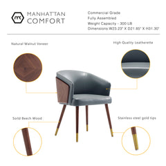 Reeva Dining Chair in Walnut and Graphite Grey (set of 2) - Ornate Home
