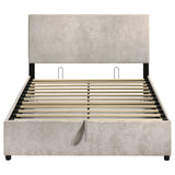 Reeves Beige Upholstered Full Lift-top Storage Platform Bed - Ornate Home