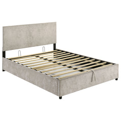 Reeves Beige Upholstered Queen Lift-top Storage Platform Bed - Ornate Home