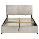 Reeves Beige Upholstered Queen Lift-top Storage Platform Bed - Ornate Home
