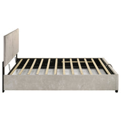 Reeves Beige Upholstered Queen Lift-top Storage Platform Bed - Ornate Home