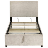 Reeves Beige Upholstered Twin Lift-top Storage Platform Bed - Ornate Home