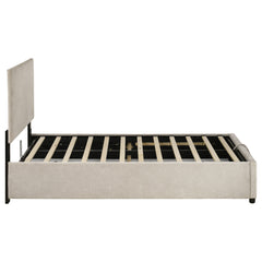 Reeves Beige Upholstered Twin Lift-top Storage Platform Bed - Ornate Home