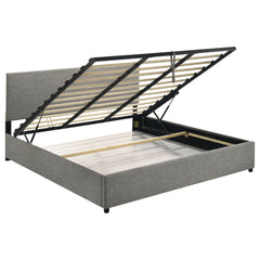 Reeves Grey Upholstered Eastern King Lift-top Storage Platform Bed - Ornate Home