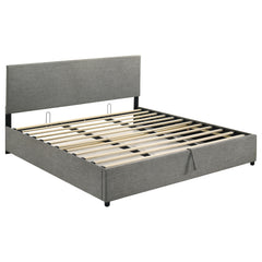Reeves Grey Upholstered Eastern King Lift-top Storage Platform Bed - Ornate Home