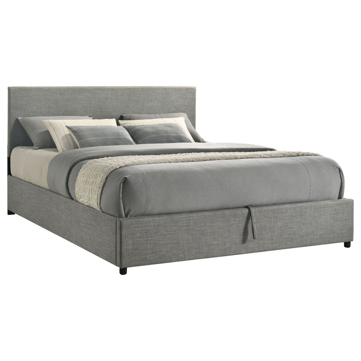 Reeves Grey Upholstered Eastern King Lift-top Storage Platform Bed - Ornate Home