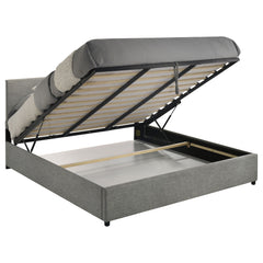 Reeves Grey Upholstered Eastern King Lift-top Storage Platform Bed - Ornate Home