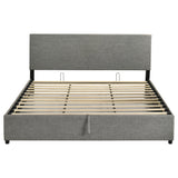 Reeves Grey Upholstered Eastern King Lift-top Storage Platform Bed - Ornate Home