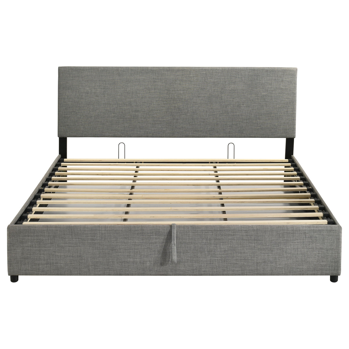 Reeves Grey Upholstered Eastern King Lift-top Storage Platform Bed - Ornate Home