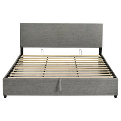 Reeves Grey Upholstered Eastern King Lift-top Storage Platform Bed - Ornate Home