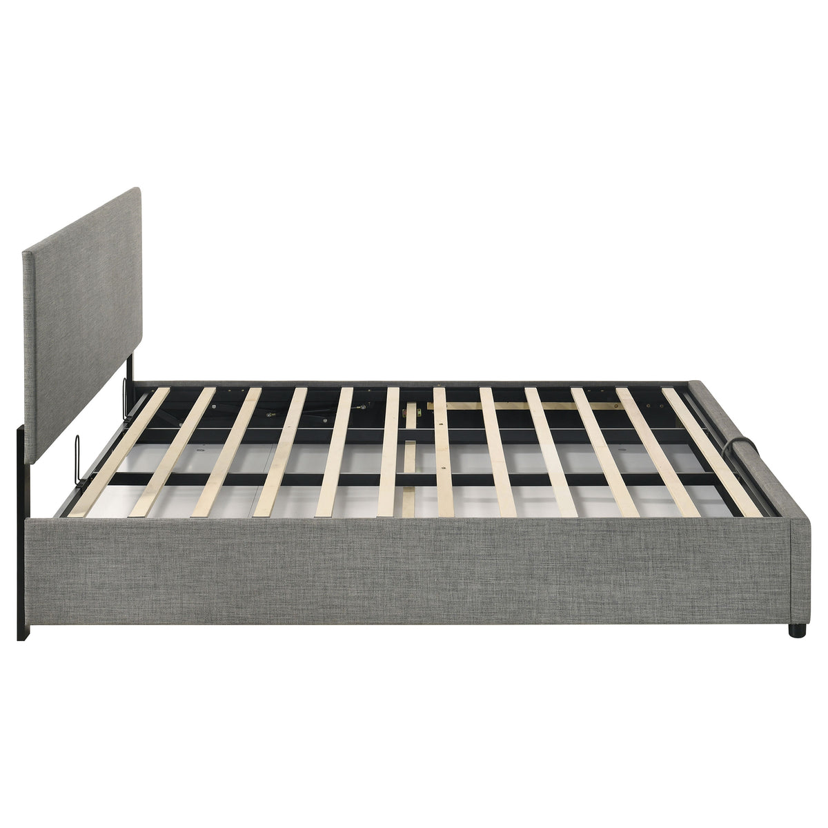 Reeves Grey Upholstered Eastern King Lift-top Storage Platform Bed - Ornate Home