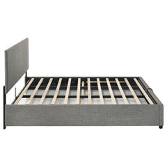 Reeves Grey Upholstered Eastern King Lift-top Storage Platform Bed - Ornate Home