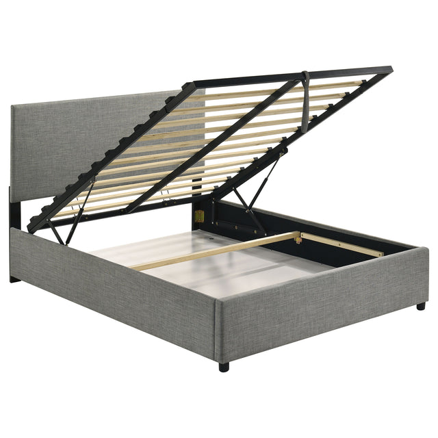 Reeves Grey Upholstered Full Lift-top Storage Platform Bed - Ornate Home