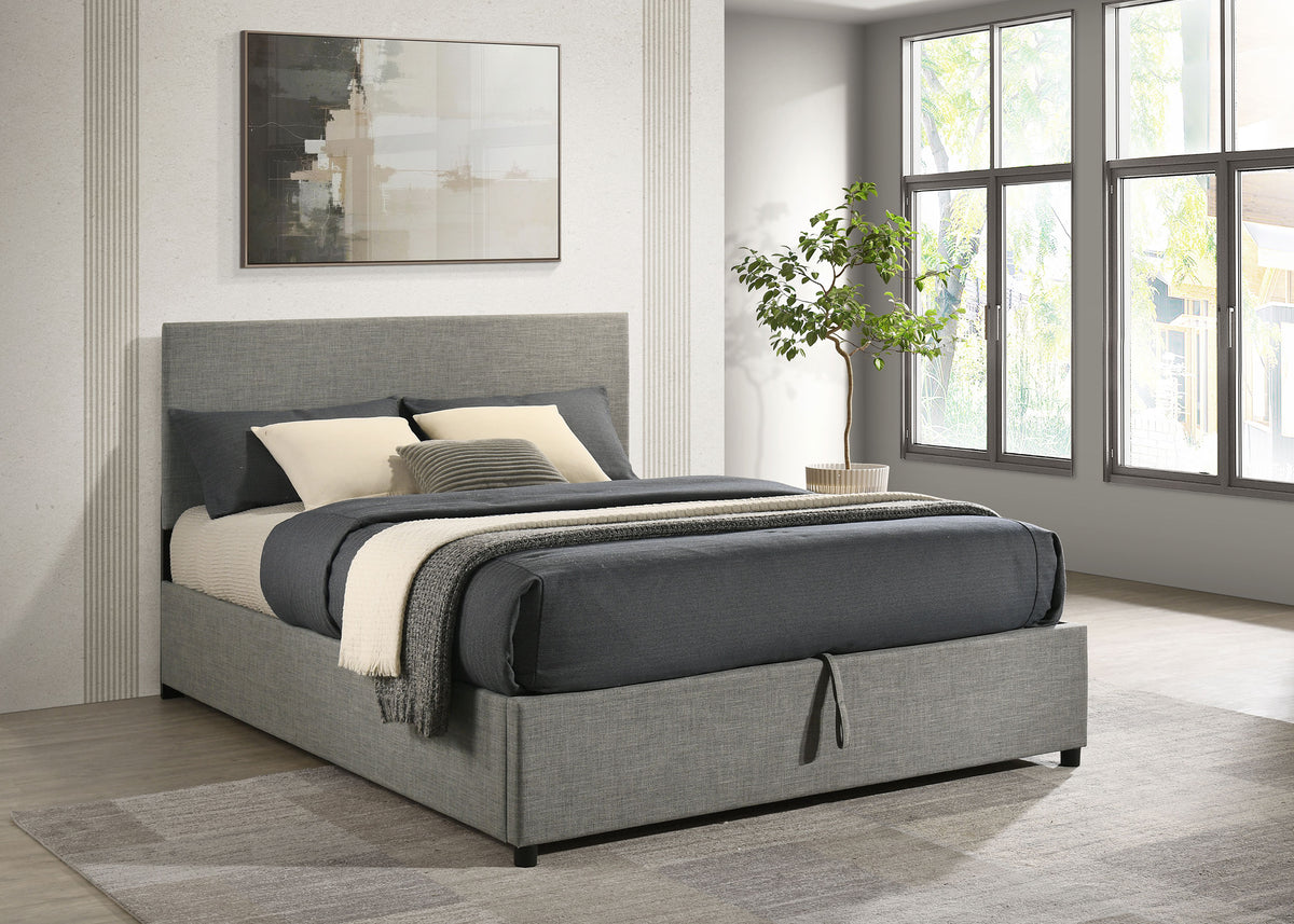 Reeves Grey Upholstered Full Lift-top Storage Platform Bed - Ornate Home