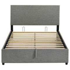 Reeves Grey Upholstered Full Lift-top Storage Platform Bed - Ornate Home