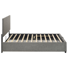 Reeves Grey Upholstered Full Lift-top Storage Platform Bed - Ornate Home