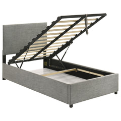 Reeves Grey Upholstered Twin Lift-top Storage Platform Bed - Ornate Home
