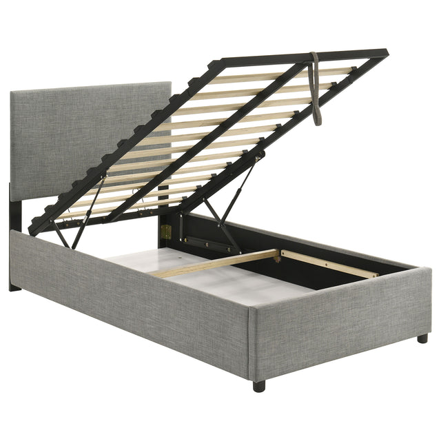 Reeves Grey Upholstered Twin Lift-top Storage Platform Bed - Ornate Home