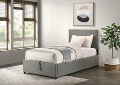 Reeves Grey Upholstered Twin Lift-top Storage Platform Bed - Ornate Home