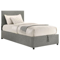 Reeves Grey Upholstered Twin Lift-top Storage Platform Bed - Ornate Home