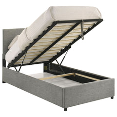 Reeves Grey Upholstered Twin Lift-top Storage Platform Bed - Ornate Home
