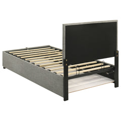 Reeves Grey Upholstered Twin Lift-top Storage Platform Bed - Ornate Home