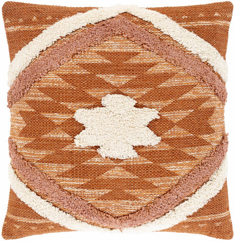 Reeves Orange Diamond Textured Throw Pillow - Ornate Home