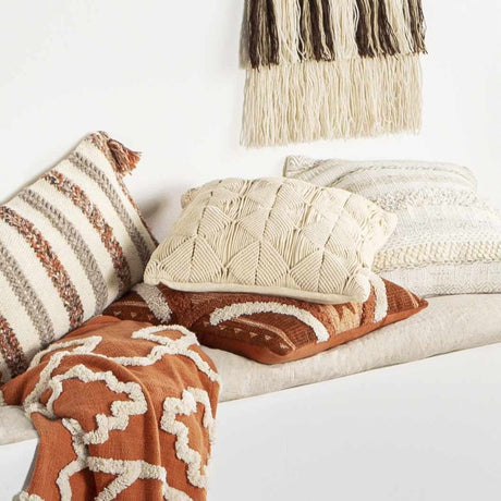 Reeves Orange Diamond Textured Throw Pillow - Ornate Home