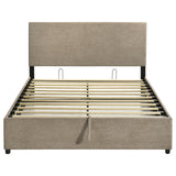Reeves Tan Upholstered Eastern King Lift-top Storage Platform Bed - Ornate Home